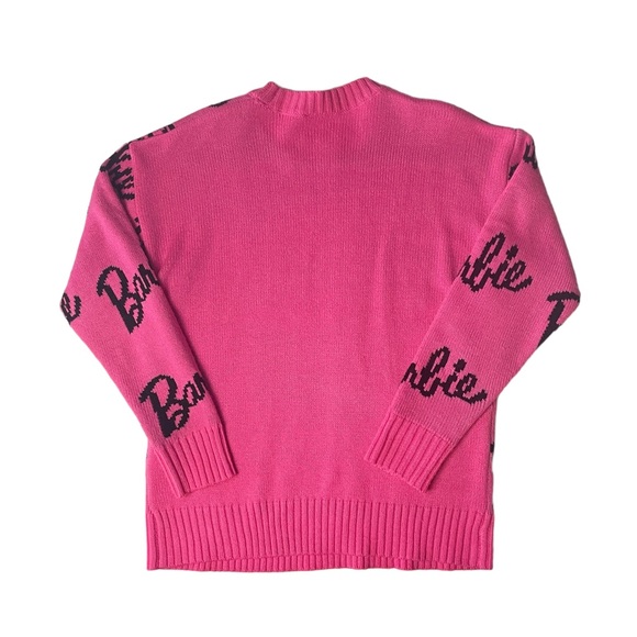 Barbie Spell Out Pink Black Crewneck Pullover Sweater Small - Picture 4 of 4